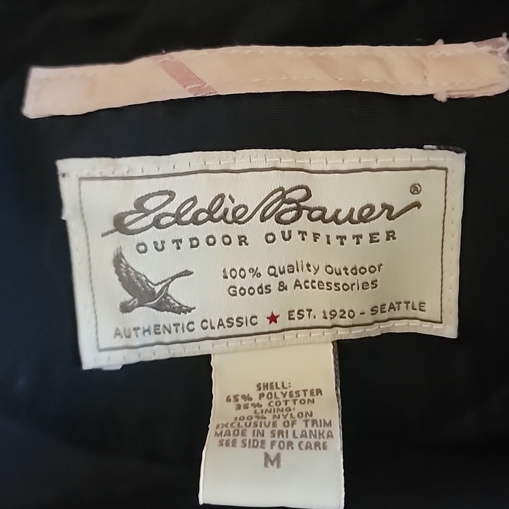 Vintage Eddie Bauer Black Outdoor Coat Classic Minimal Trench Jacket - Picture 7 of 10